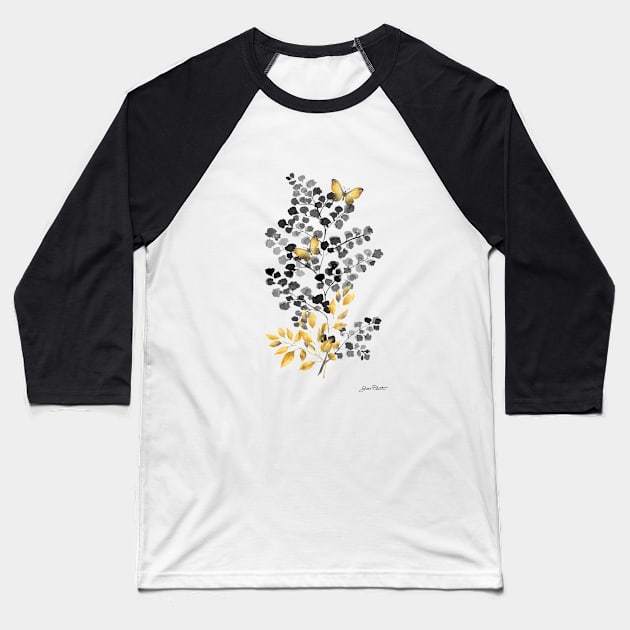 Gold And Black Botanicals A Baseball T-Shirt by Jean Plout Designs